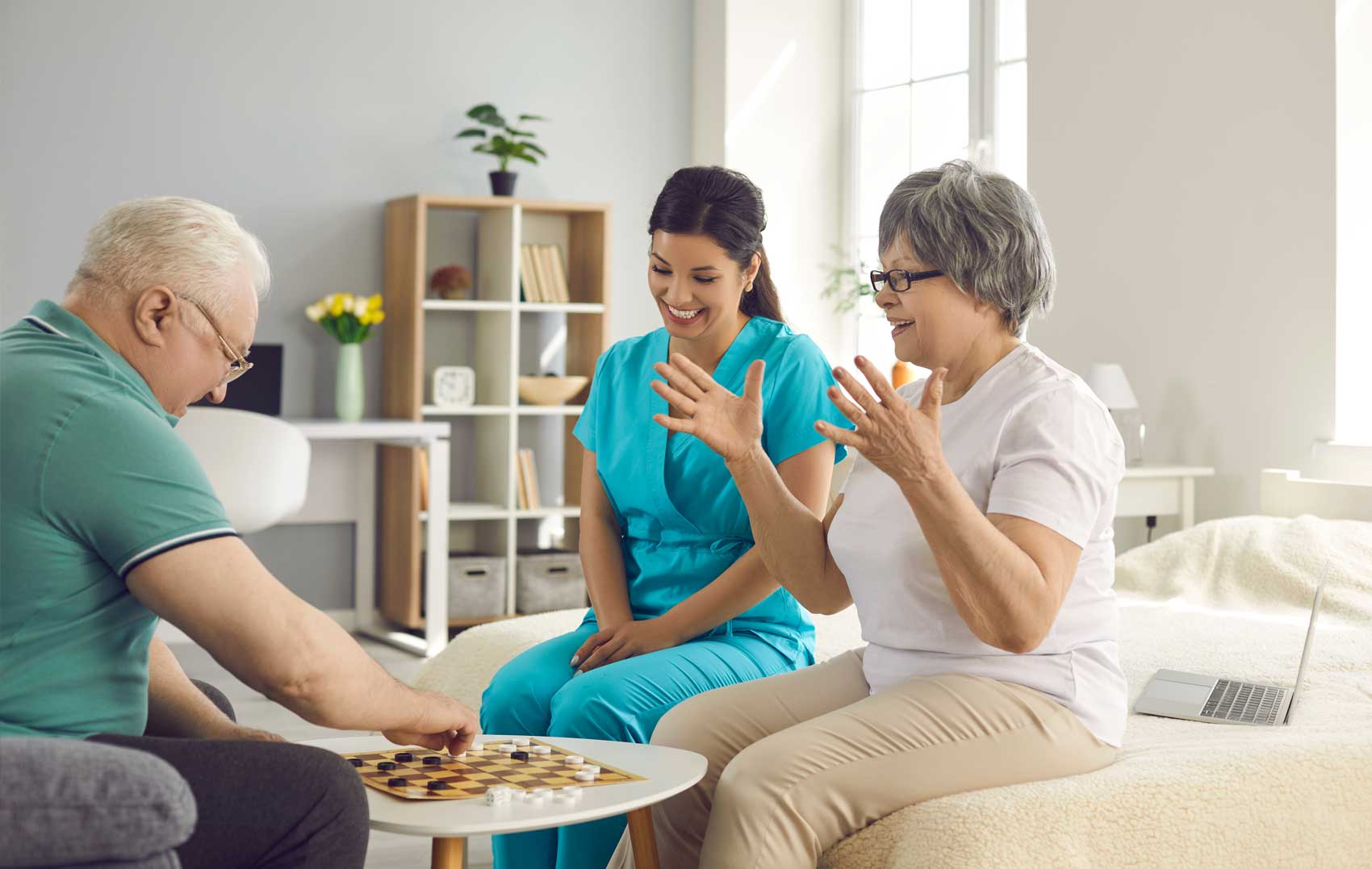 Senior companion with a client